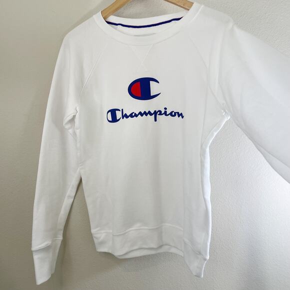 NWT Champion Women's Powerblend Graphic Pullover Sweatshirt White Small Active - Picture 5 of 9